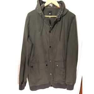 DC men’s jacket Military green button & zip up XL